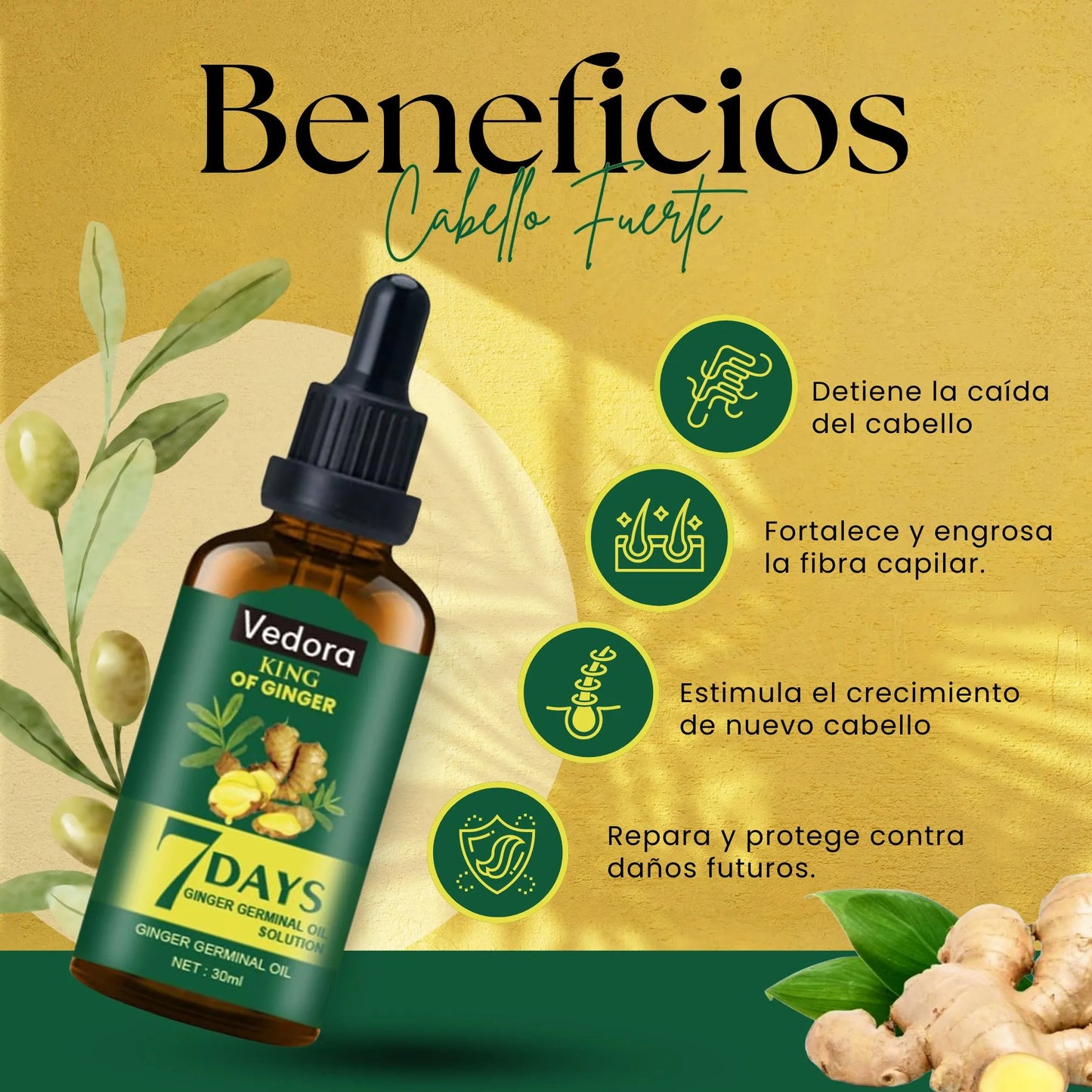 ACEITE ESENCIAL DE JENGIBRE - REVITALIZANTE PARA EL CABELLO