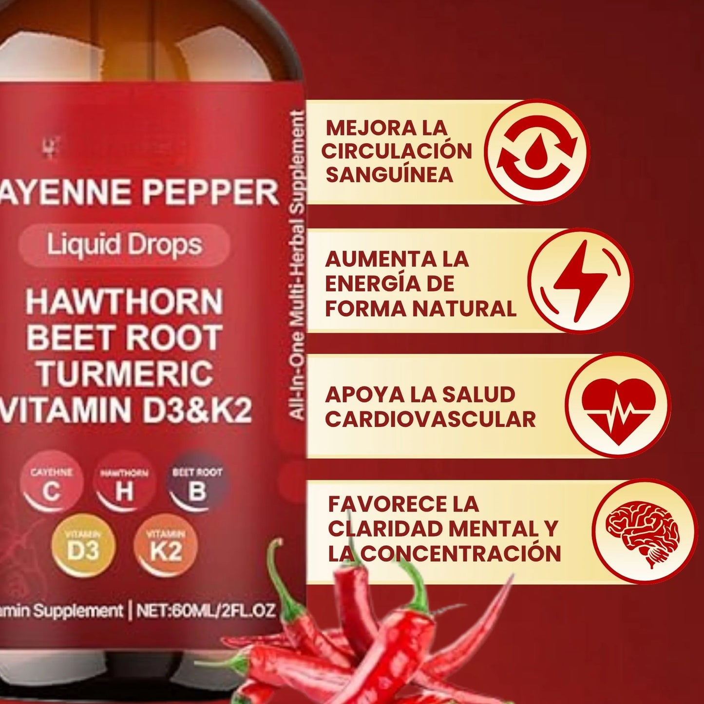 GOTAS DE PIMIENTA CAYENA NATURAL – ACTIVA TU CIRCULACIÓN AL INSTANTE