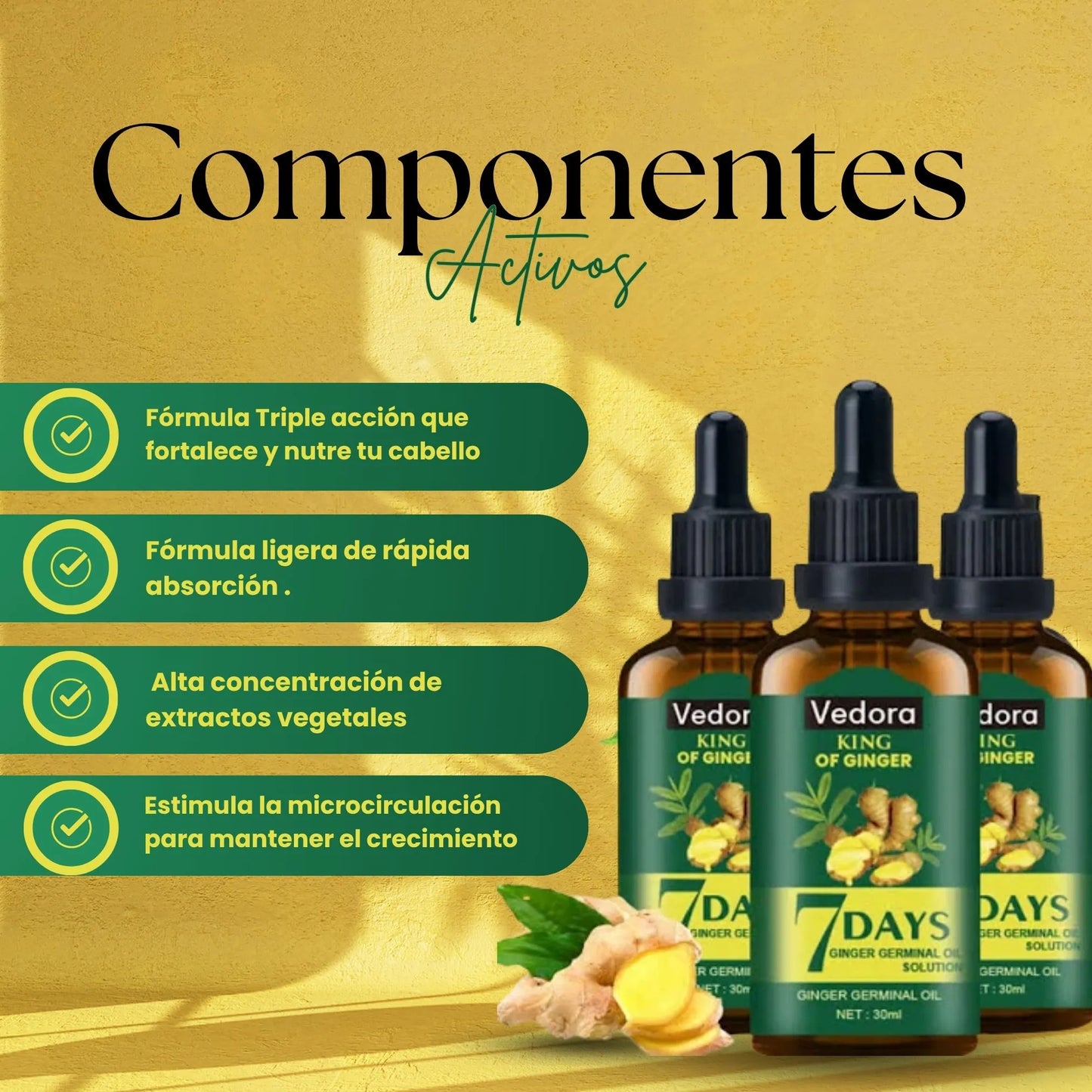 ACEITE ESENCIAL DE JENGIBRE - REVITALIZANTE PARA EL CABELLO