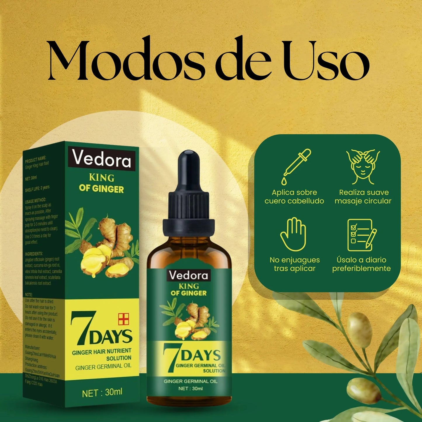 ACEITE ESENCIAL DE JENGIBRE - REVITALIZANTE PARA EL CABELLO