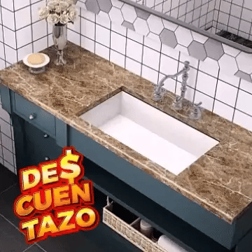 ADHESIVO TIPO MARMOL BLANCO 60CM x 2.5 MTS + 2.5 MTS DE REGALO