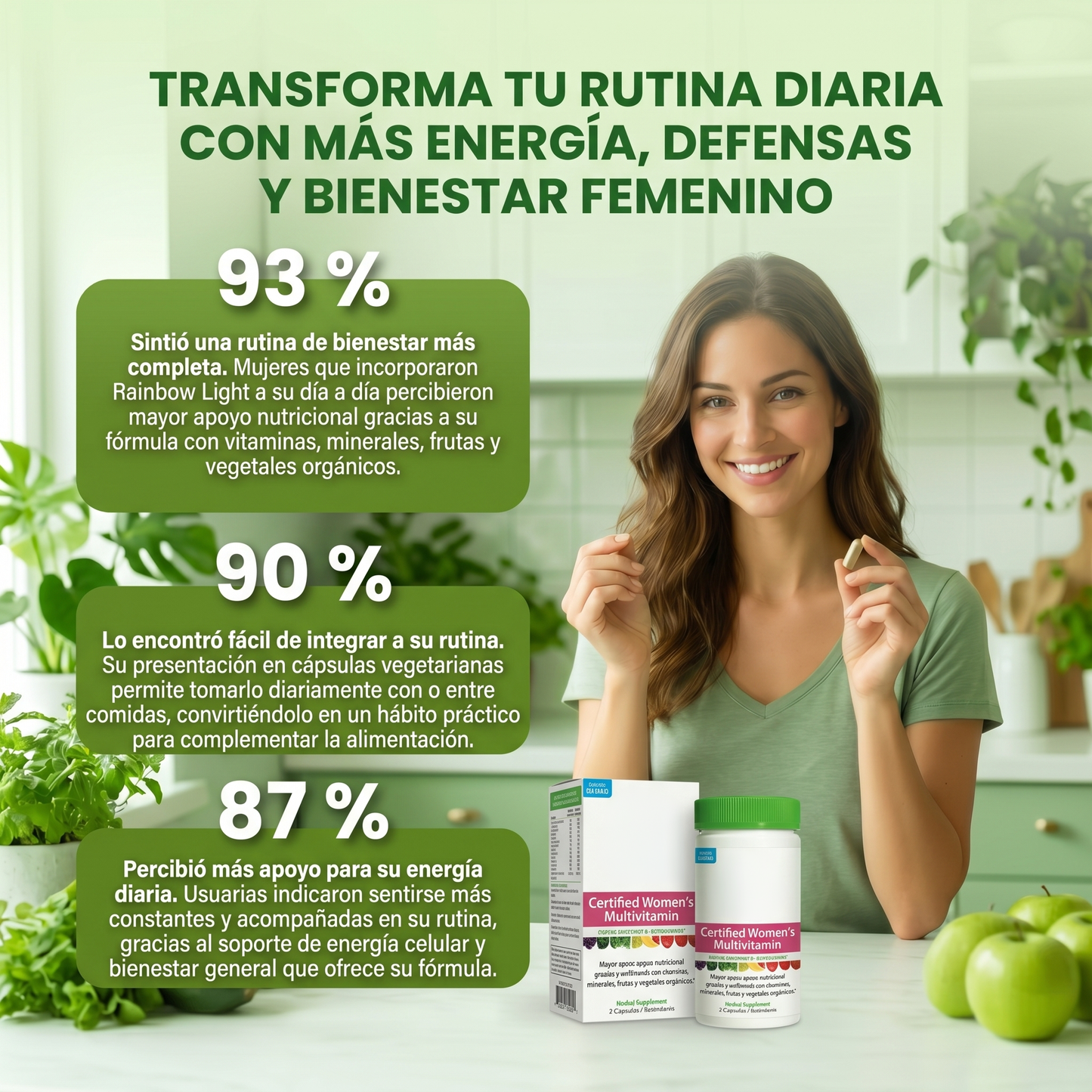 Multivitaminico para Mujeres - Nutrientes alimentarios reales, enzimas digestivas y probióticos.