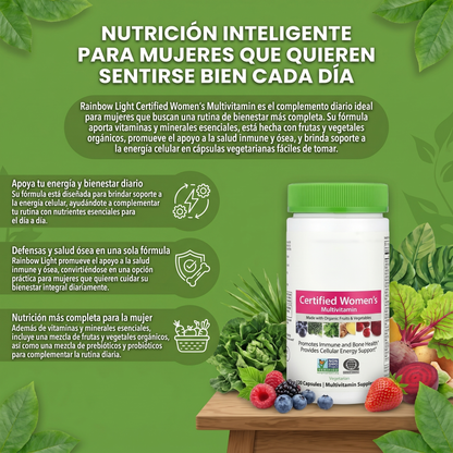 Multivitaminico para Mujeres - Nutrientes alimentarios reales, enzimas digestivas y probióticos.