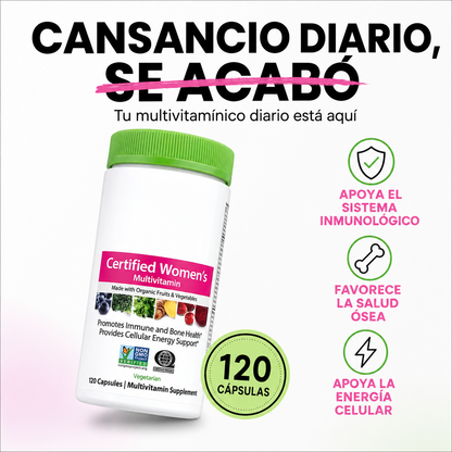 Multivitaminico para Mujeres - Nutrientes alimentarios reales, enzimas digestivas y probióticos.