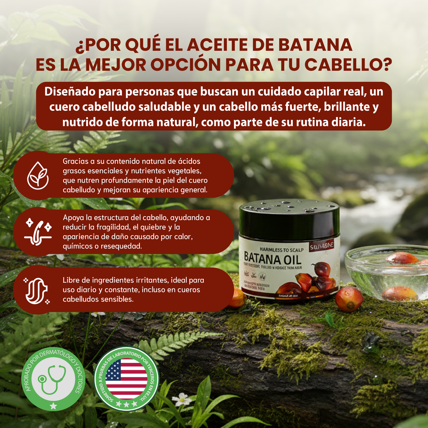 Aceite de batana-Para el crecimiento del cabello, previene la pérdida de cabello