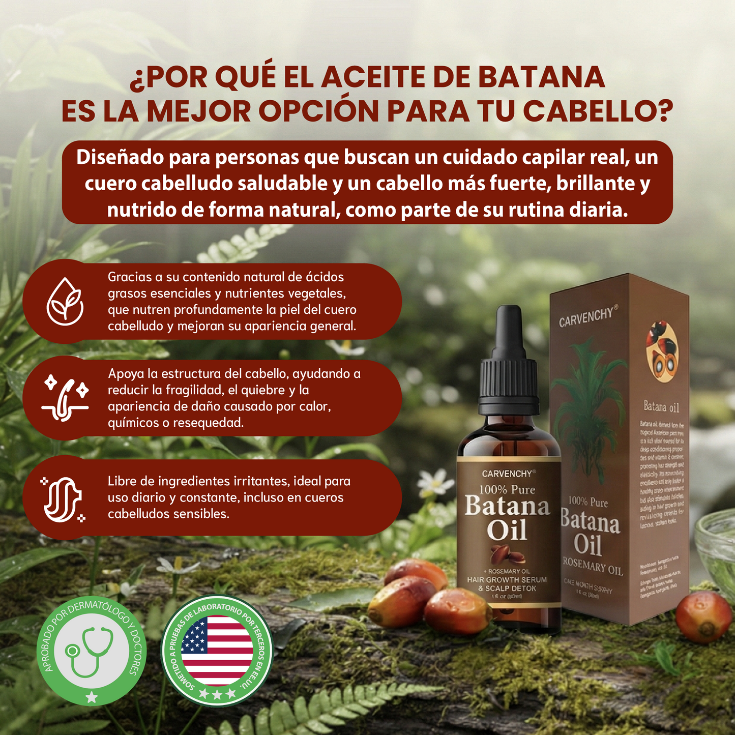 Aceite de batana-Para el crecimiento del cabello, previene la pérdida de cabello