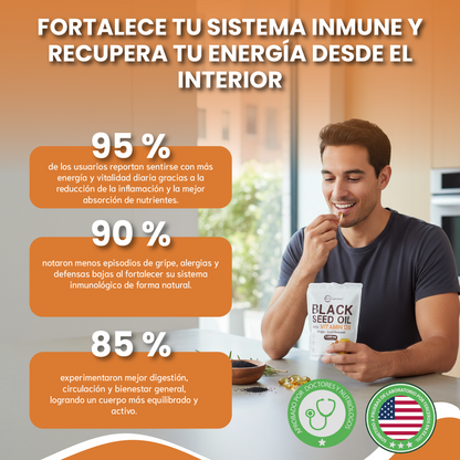 Black seed oil - Apoya el sistema inmunológico, la salud cardiovascular.