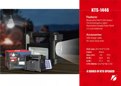 MEGA PLANTA SOLAR 8 EN 1 - BLUETOOHT - ALTAVOZ - POWERBANK - USB - SD - RADIO FM