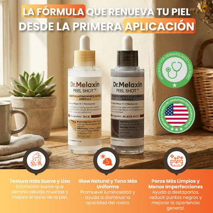 Dr.melaxin Línea de arroz Peel Shot Glow- Exfoliante removedor de células muertas de la piel