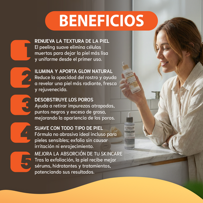 Dr.melaxin Línea de arroz Peel Shot Glow- Exfoliante removedor de células muertas de la piel