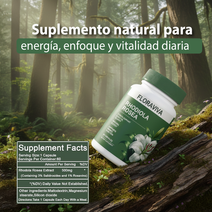 Cápsulas Rhodiola Rosea- Suplemento para apoyo diario al estrés y equilibrio energético.