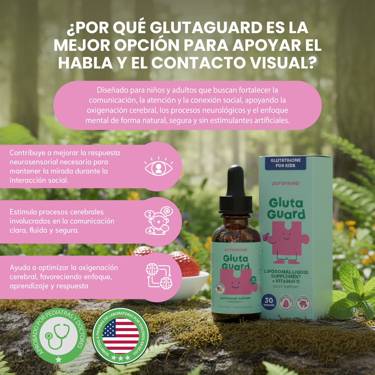 Gotas Gluta Guard - Apoyo natural para el habla, la conexión visual y la comunicación efectiva.