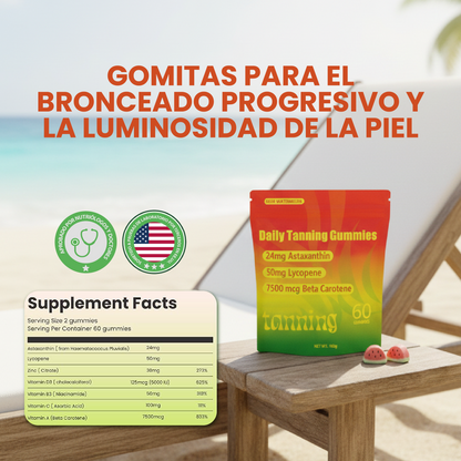 Gomitas de bronceado diario-Gomitas para la salud de la piel y un Bronceado natural.