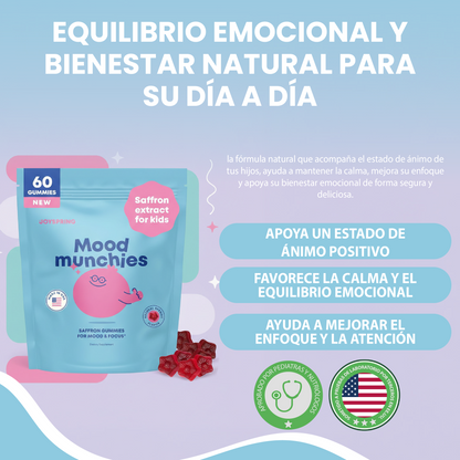 Gomitas de azafrán y Gaba para niños- apoyo al estado de ánimo y calma las rabietas.