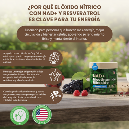 NAD+ CON RESVERATROL - REJUVENECEDOR CELULAR.