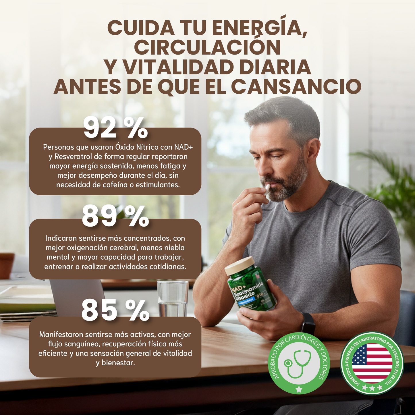 NAD+ CON RESVERATROL - REJUVENECEDOR CELULAR.