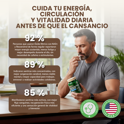 NAD+ CON RESVERATROL - REJUVENECEDOR CELULAR.
