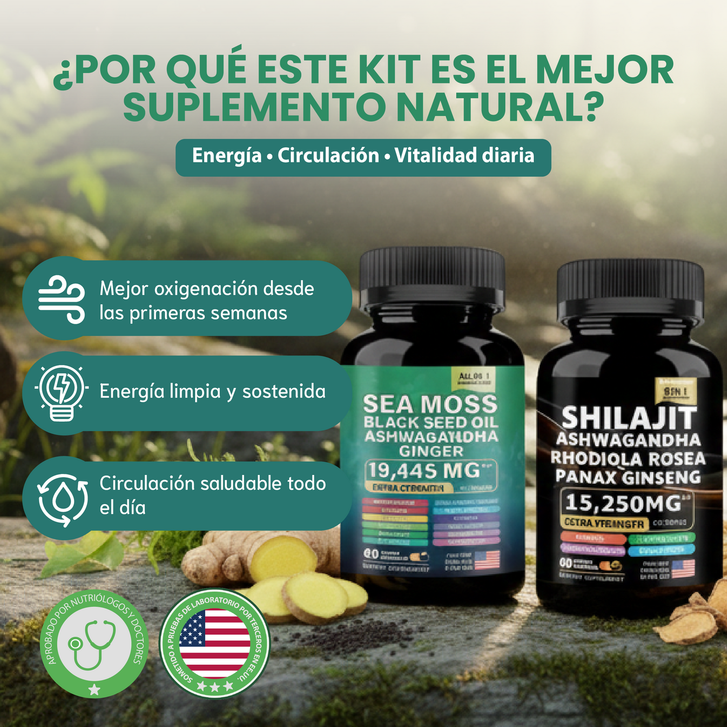 kit shilajit sea moss-suplementos todo en 1, Energía, oxigenación y nutrición profunda para todo tu cuerpo
