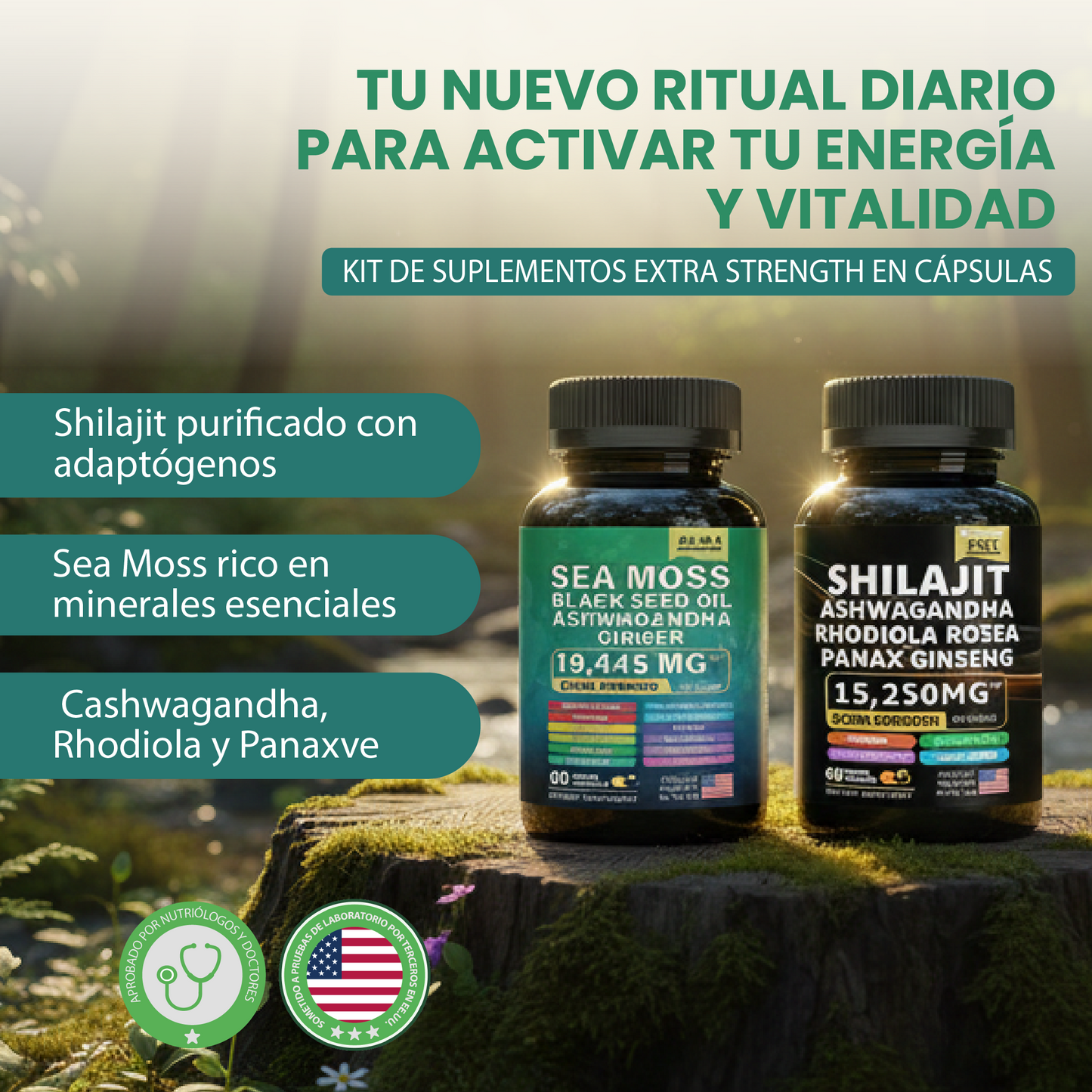 kit shilajit sea moss-suplementos todo en 1, Energía, oxigenación y nutrición profunda para todo tu cuerpo
