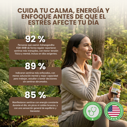 KSM 66 ashwagandha- Alivio del Estrés, Energía y Apoyo al Sueño.