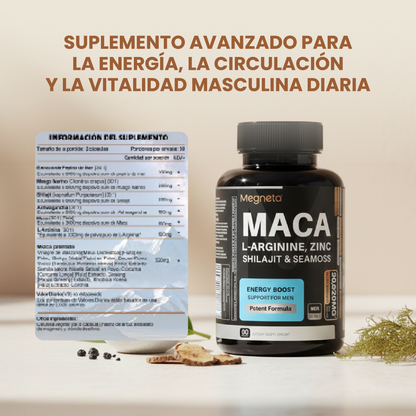 Maca L-arginine zinc -Suplemento Para Hombres diseñado para potenciar la energía, resistencia y vitalidad diaria.