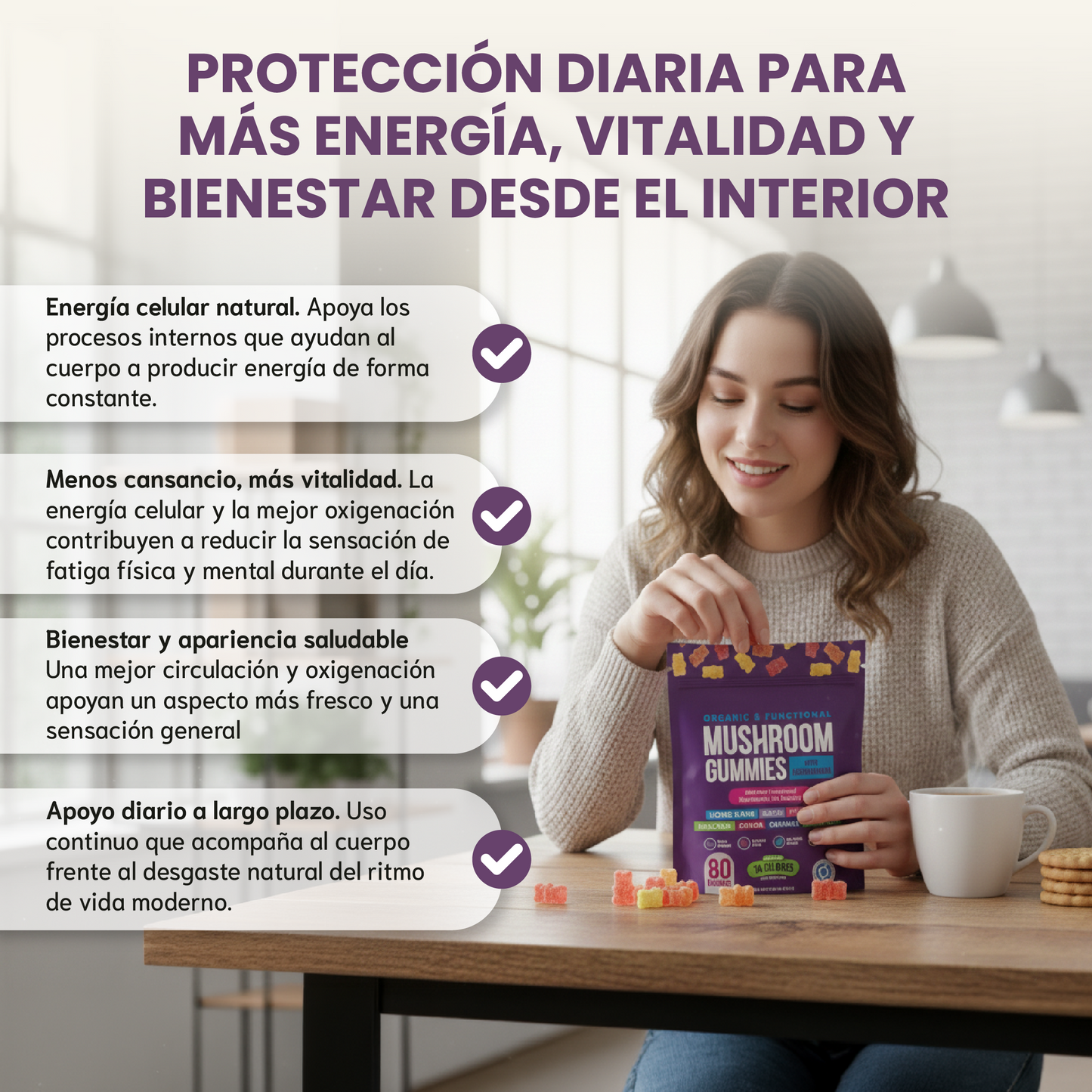 Mushroom Gummies - Energía natural, respiración libre y circulación saludable.
