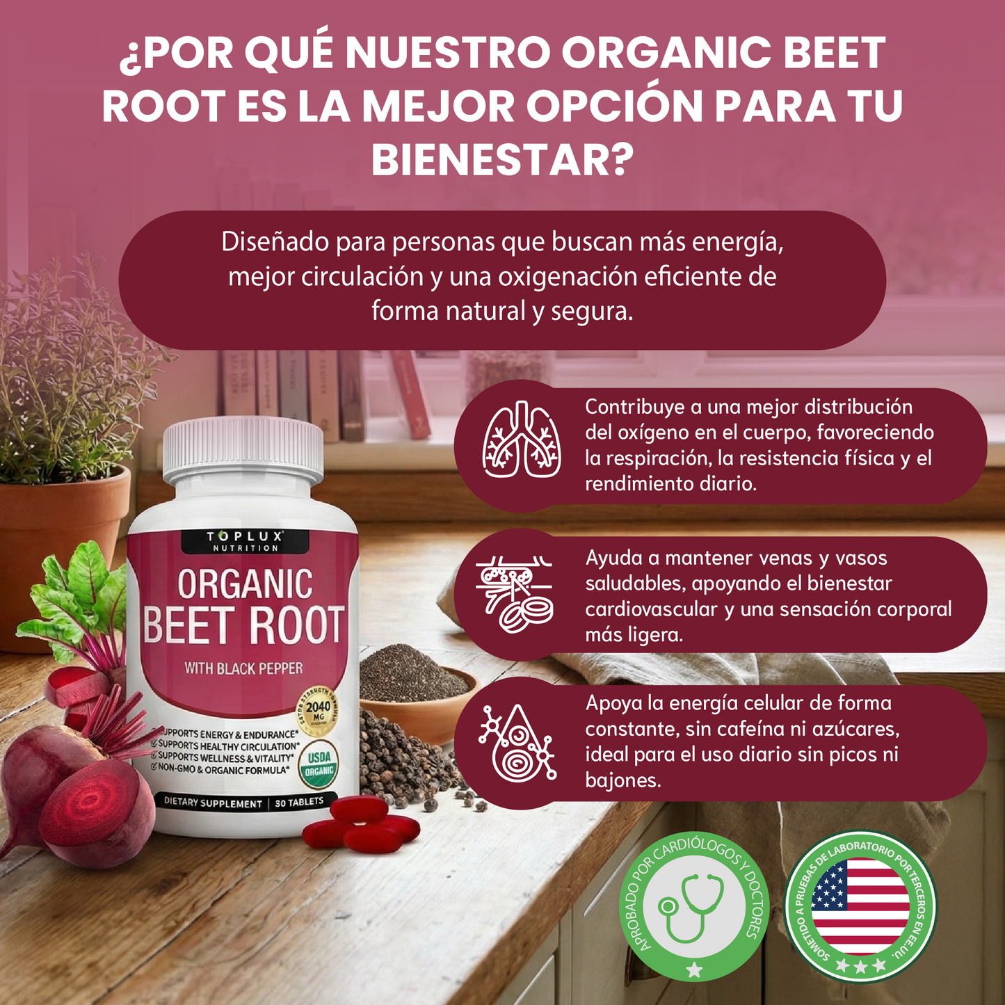 Organic Beet Root- Energía Natural, Circulación Activa y Oxigenación Total.