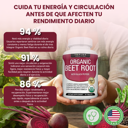 Organic Beet Root- Energía Natural, Circulación Activa y Oxigenación Total.
