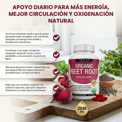 Organic Beet Root- Energía Natural, Circulación Activa y Oxigenación Total.