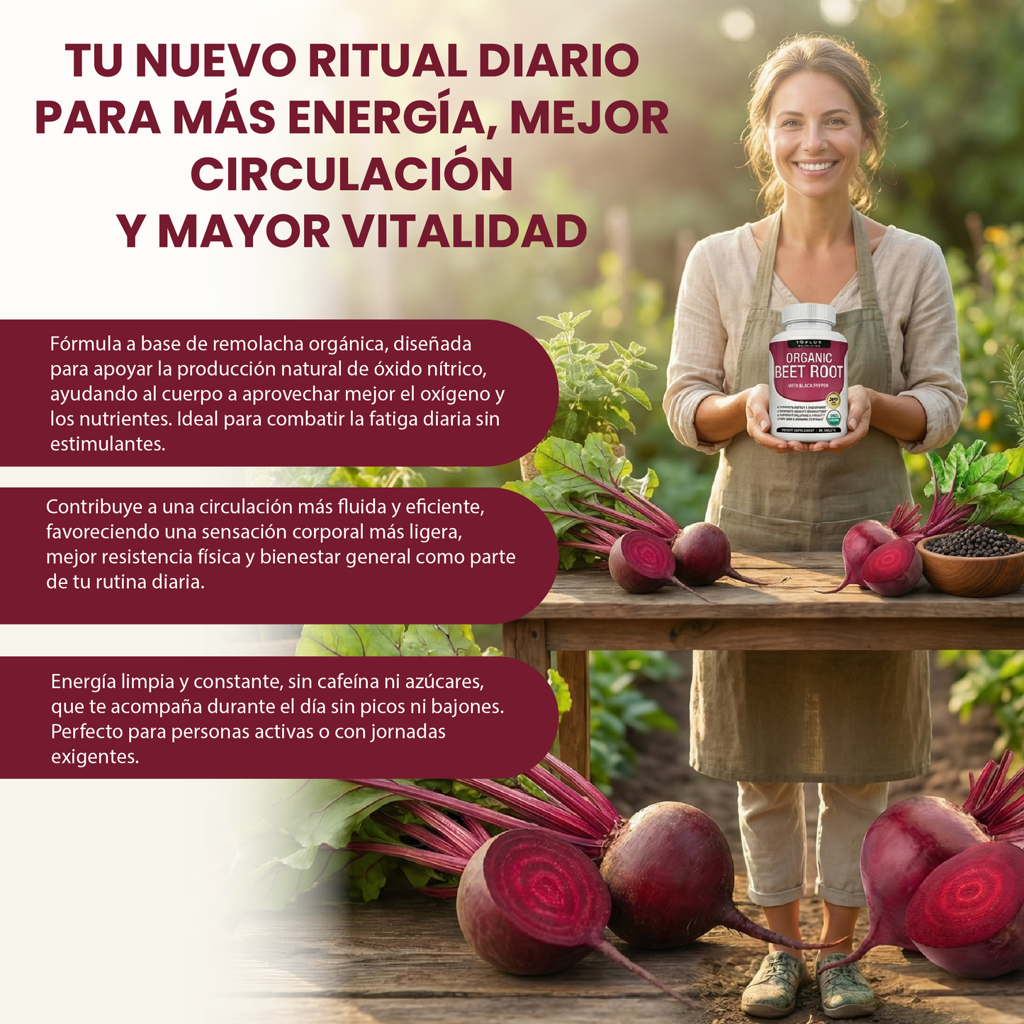 Organic Beet Root- Energía Natural, Circulación Activa y Oxigenación Total.