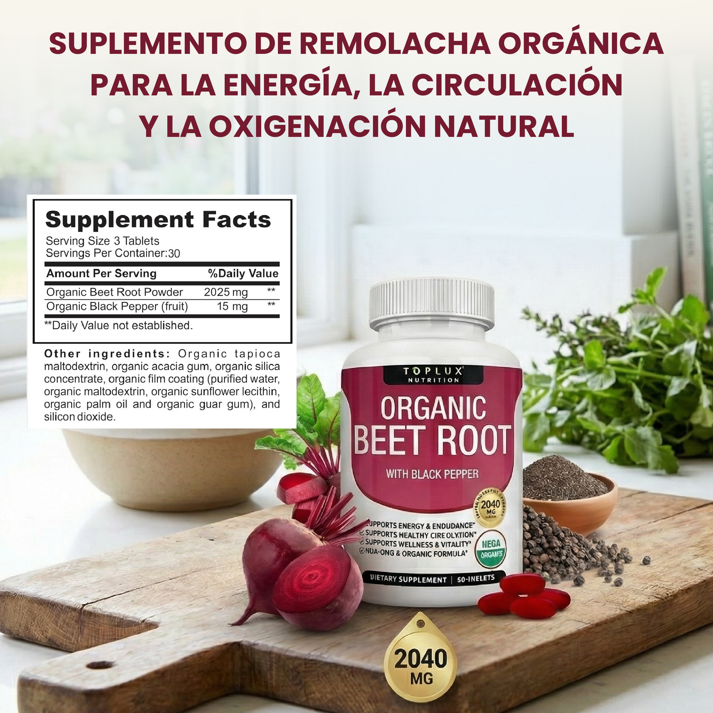 Organic Beet Root- Energía Natural, Circulación Activa y Oxigenación Total.