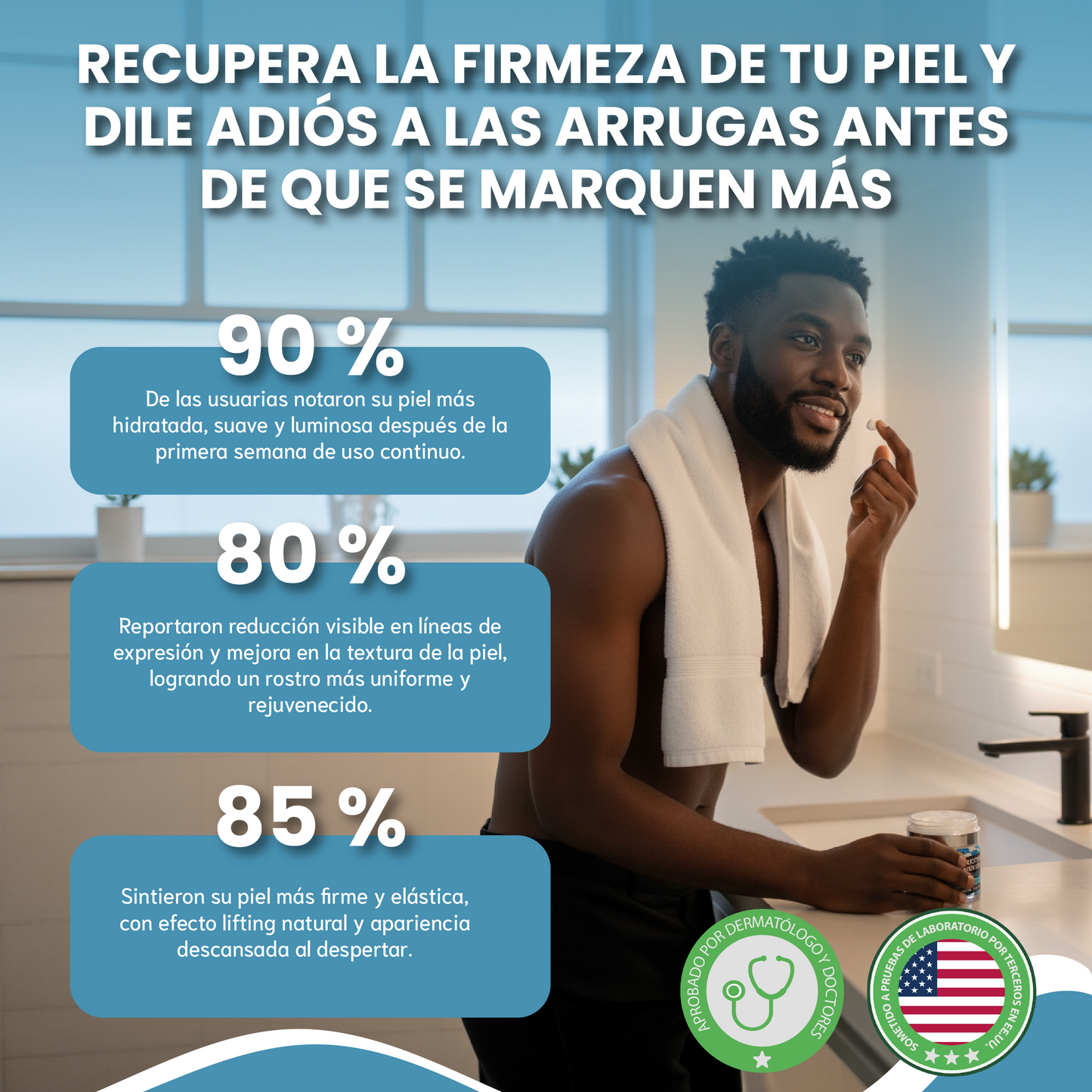 Collagen + retinol + hyaluronic acid- Reduce líneas de expresión y arrugas.