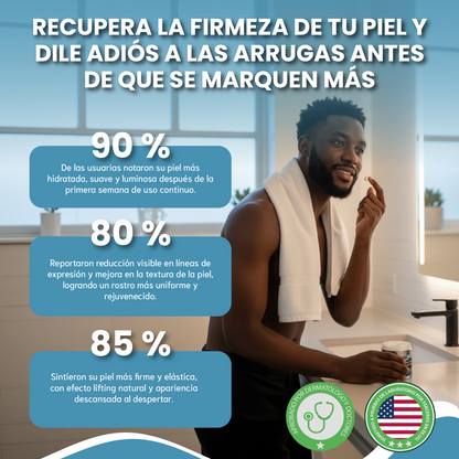 Collagen + retinol + hyaluronic acid- Reduce líneas de expresión y arrugas.