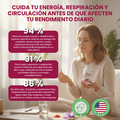 Saffron + Advanced- Ayuda al rendimiento, bienestar cardiovascular y vitalidad constante.