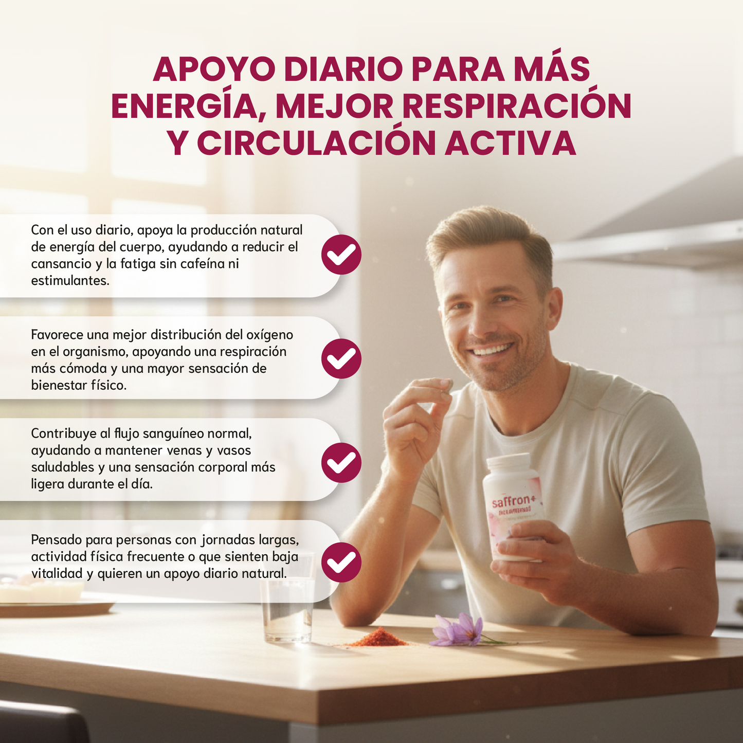 Saffron + Advanced- Ayuda al rendimiento, bienestar cardiovascular y vitalidad constante.