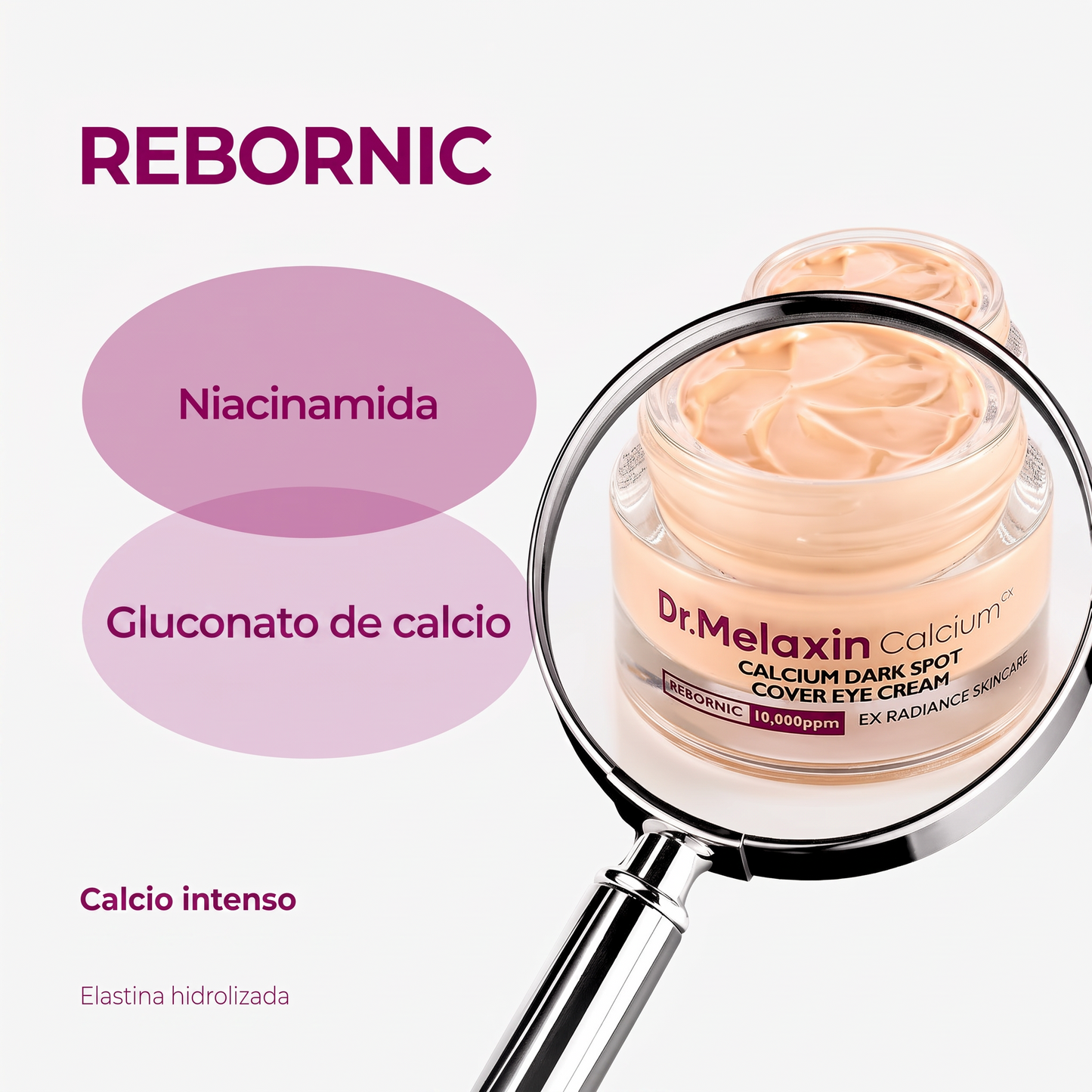Crema de ojos con calcio para manchas oscuras, ojeras, bolsas y flacidez