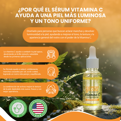 Sérum facial con Vitamina C-  Reduce manchas, unificar el tono y devolver luminosidad a la piel.