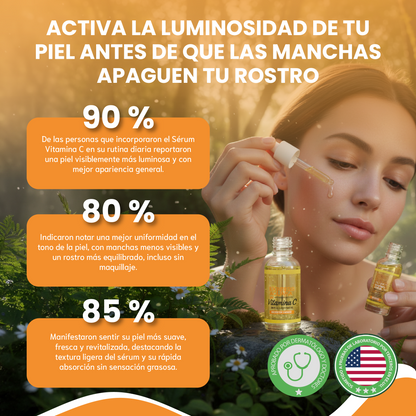 Sérum facial con Vitamina C-  Reduce manchas, unificar el tono y devolver luminosidad a la piel.