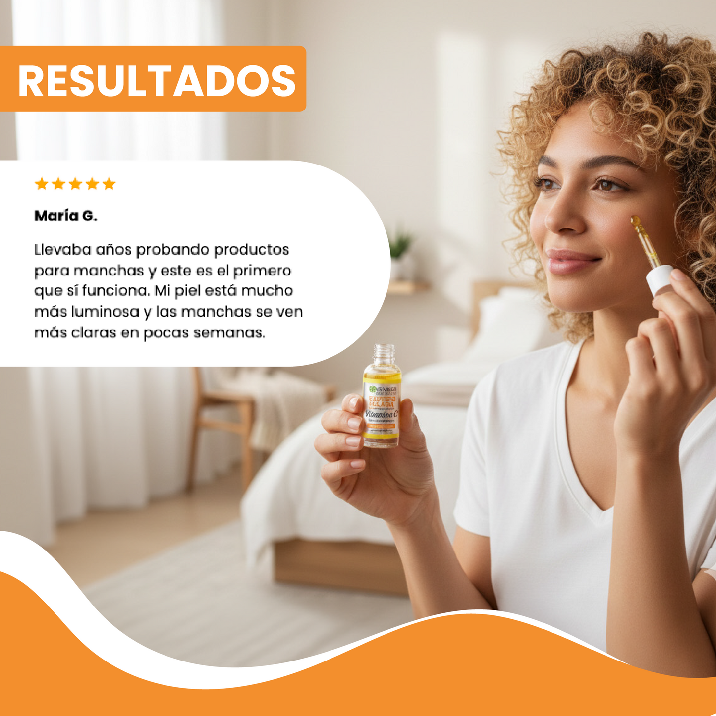 Sérum facial con Vitamina C-  Reduce manchas, unificar el tono y devolver luminosidad a la piel.