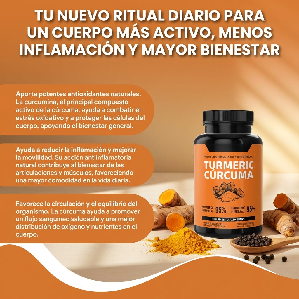 Turmeric Cúrcuma- Apoya la salud cardiovascular y Mejora la circulación.