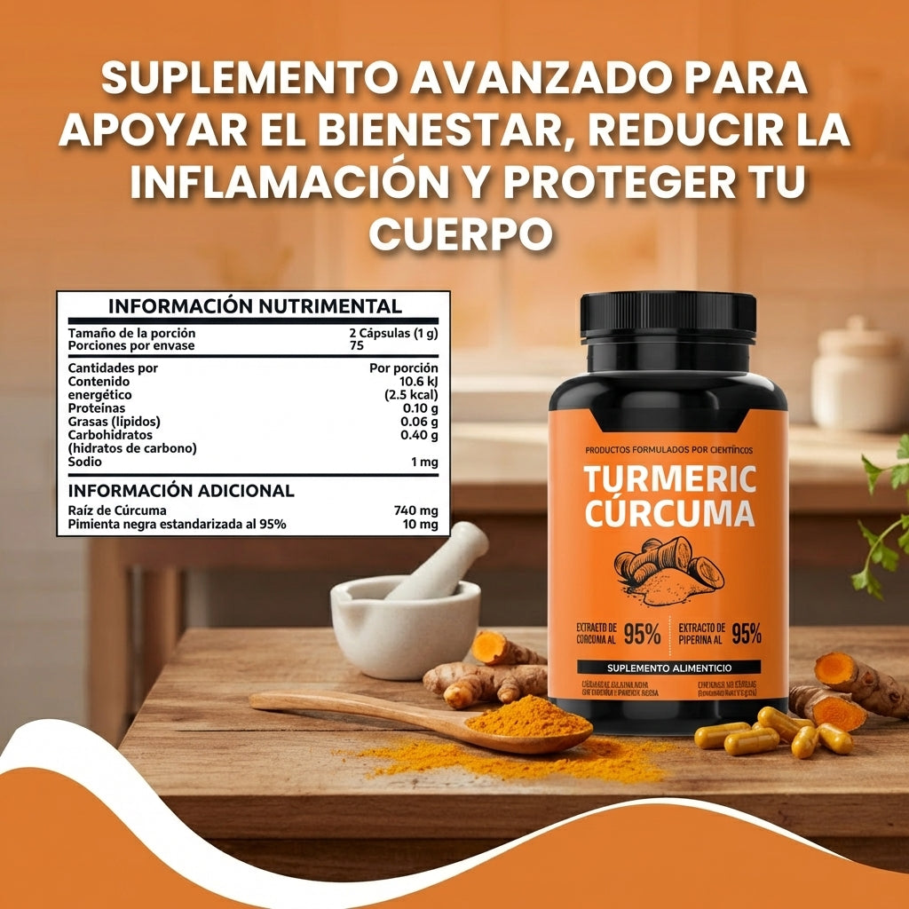 Turmeric Cúrcuma- Apoya la salud cardiovascular y Mejora la circulación.
