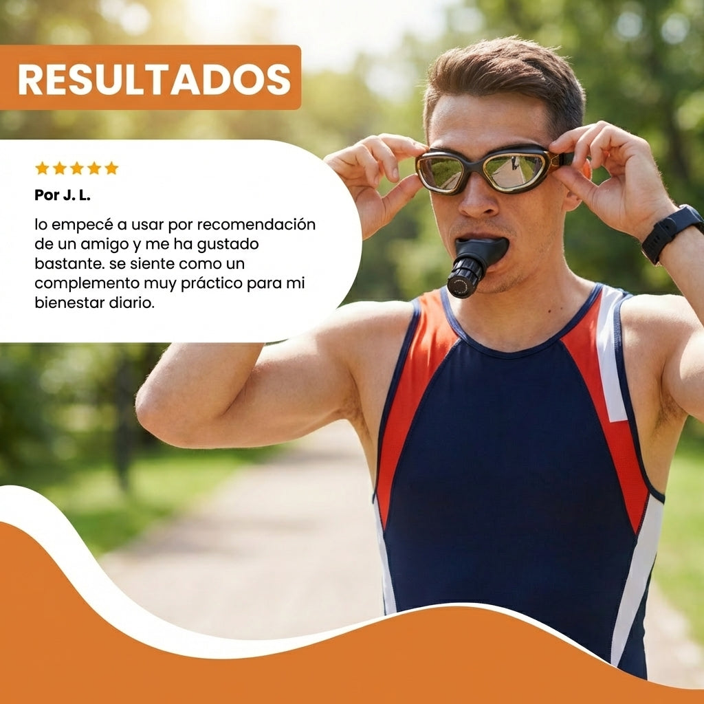 Entrenador de respiración portátil- Apoyo diario para una respiración más cómoda.