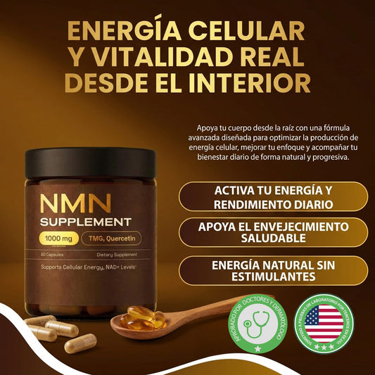 Suplemento NMN - Energía celular, vitalidad y apoyo al envejecimiento saludable.