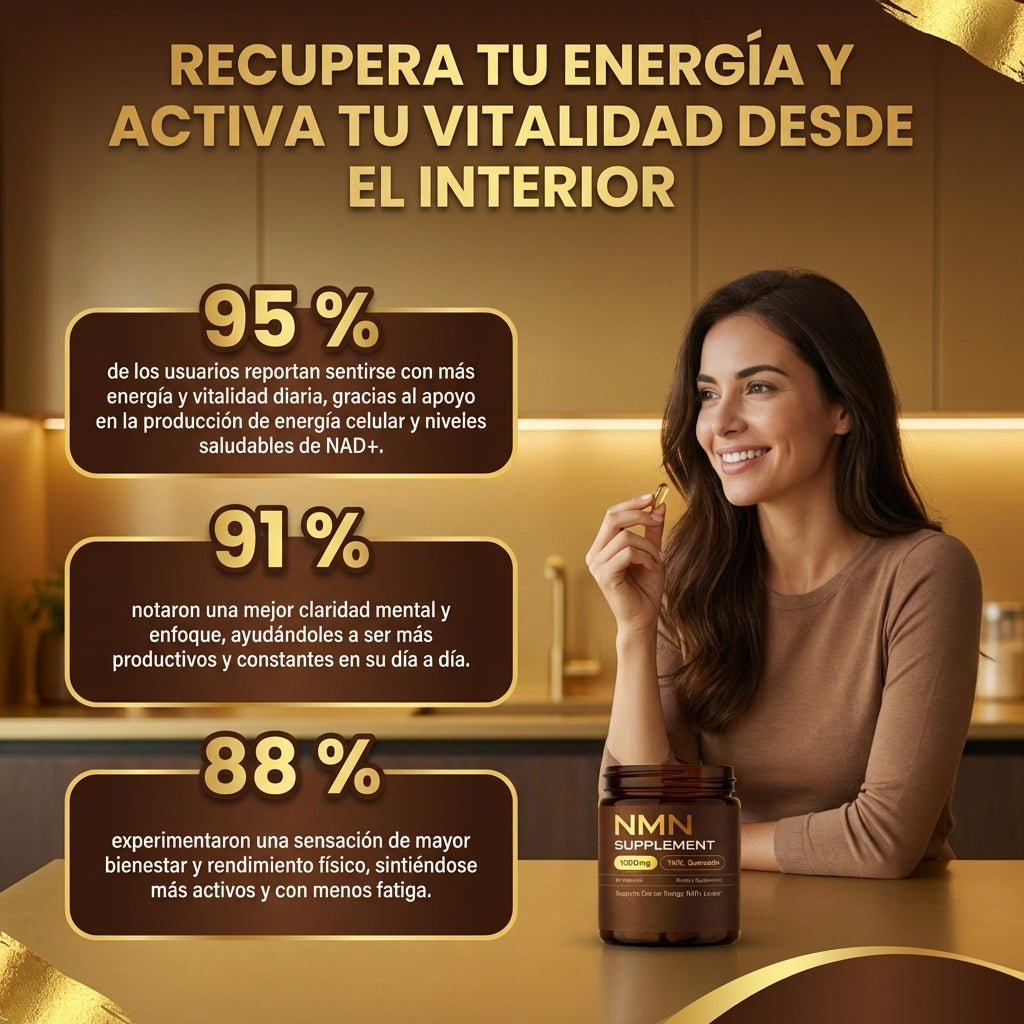 Suplemento NMN - Energía celular, vitalidad y apoyo al envejecimiento saludable.