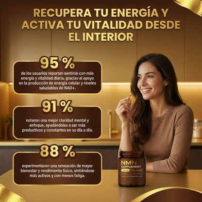Suplemento NMN - Energía celular, vitalidad y apoyo al envejecimiento saludable.