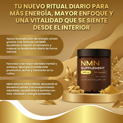 Suplemento NMN - Energía celular, vitalidad y apoyo al envejecimiento saludable.