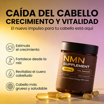 Suplemento NMN - Energía celular, vitalidad y apoyo al envejecimiento saludable.