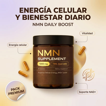 Suplemento NMN - Energía celular, vitalidad y apoyo al envejecimiento saludable.