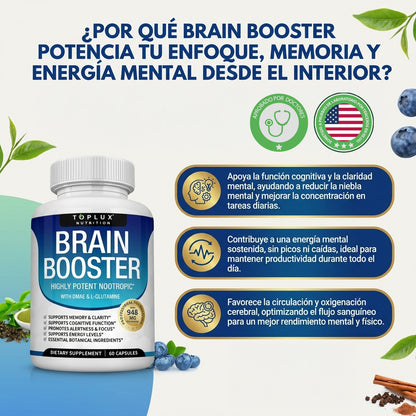Brain Booster - Mejora la claridad, el enfoque y la energía mental.