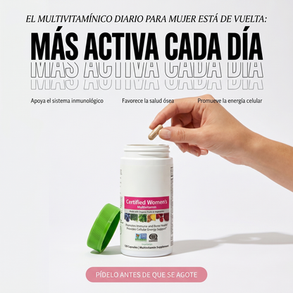 Multivitaminico para Mujeres - Nutrientes alimentarios reales, enzimas digestivas y probióticos.